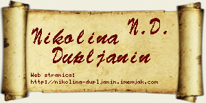 Nikolina Dupljanin vizit kartica
